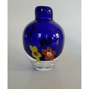 Blown Studio Art Glass, Sommerso Cased Cobalt Blue Vintage Perfume Bottl…